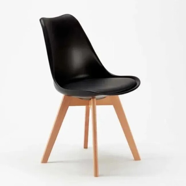 Silla Comedor Cocina Tulip Eames Acolchada Reforzada Premium Negro 1