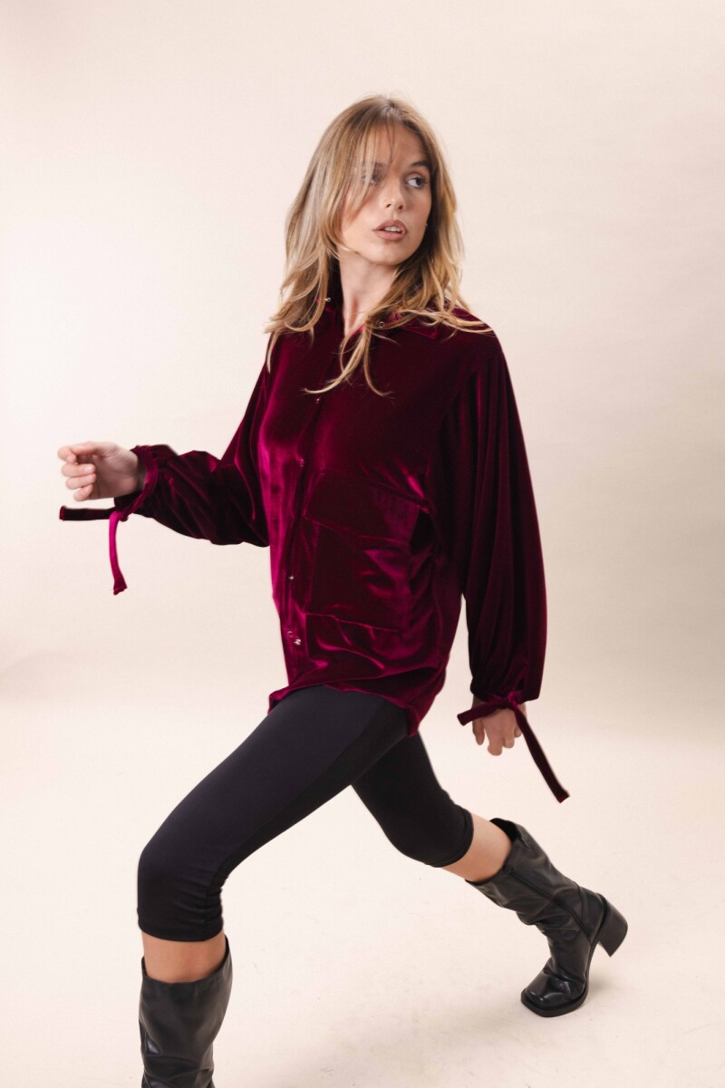 Camisa Balloon Velvet Bordo