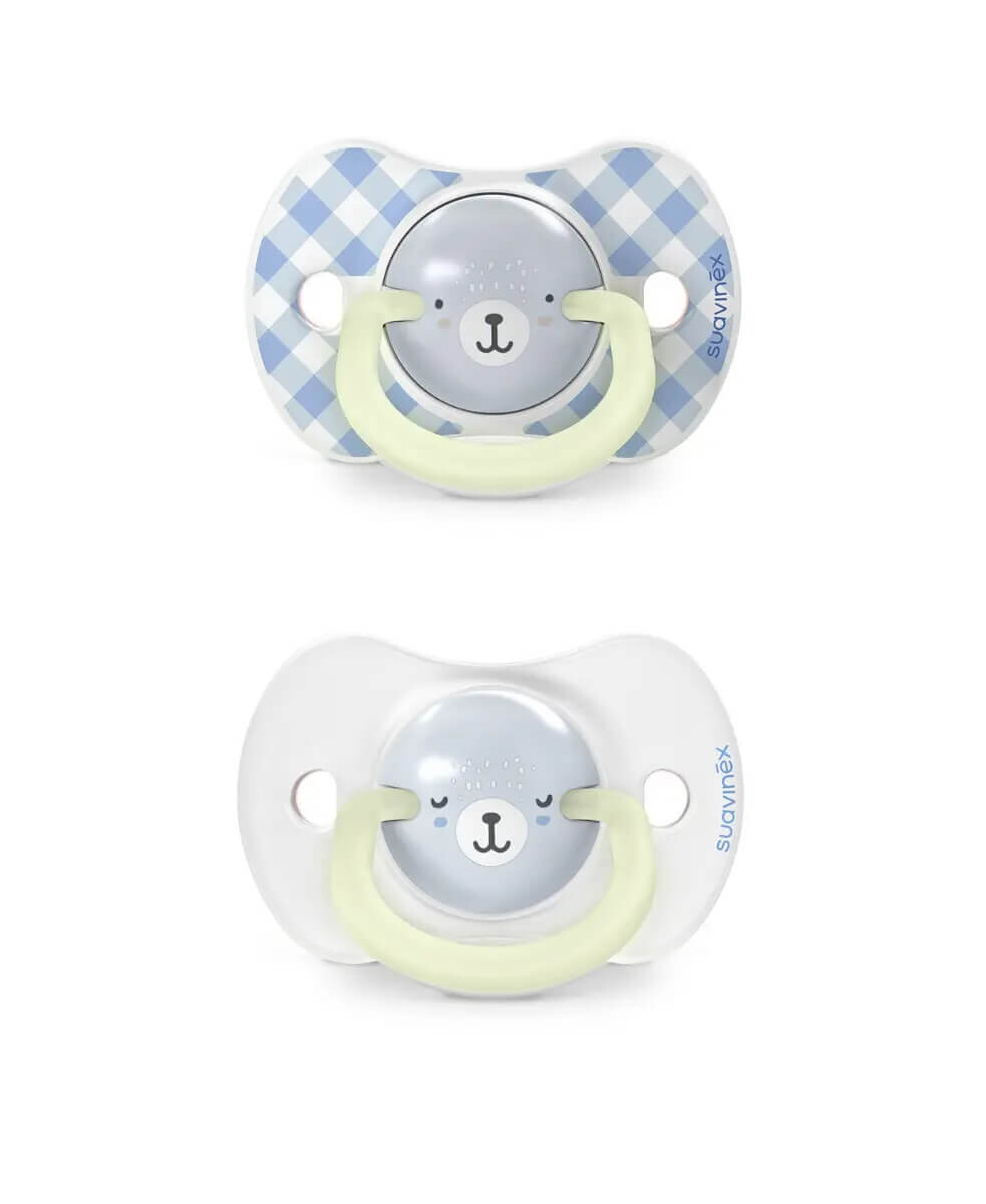 Set x2 chupete fisiologico Suavinex 6 a 18M - cuadrille nocturno celeste 