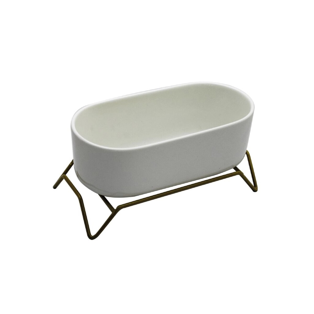 MACETA CERAMICA C/BASE 17x9x9CM BLANCO/DORADO 
