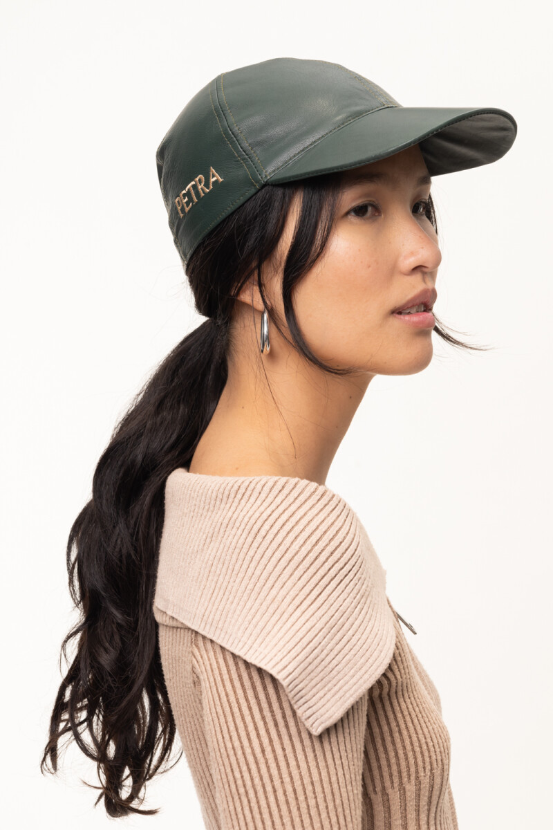 Petra Leather Cap - Verde Oscuro 