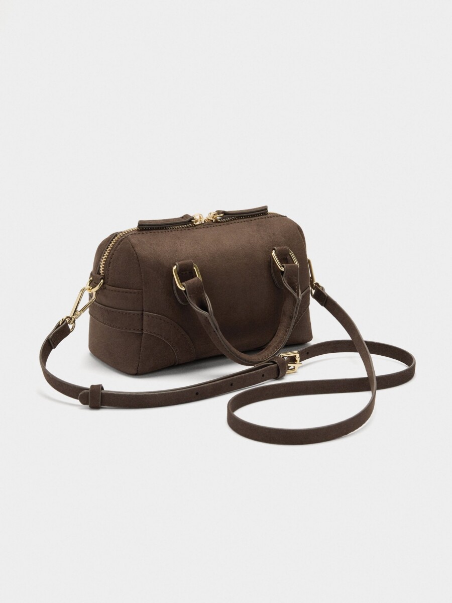 Bolso Tote Efecto Piel Con Colgante marron