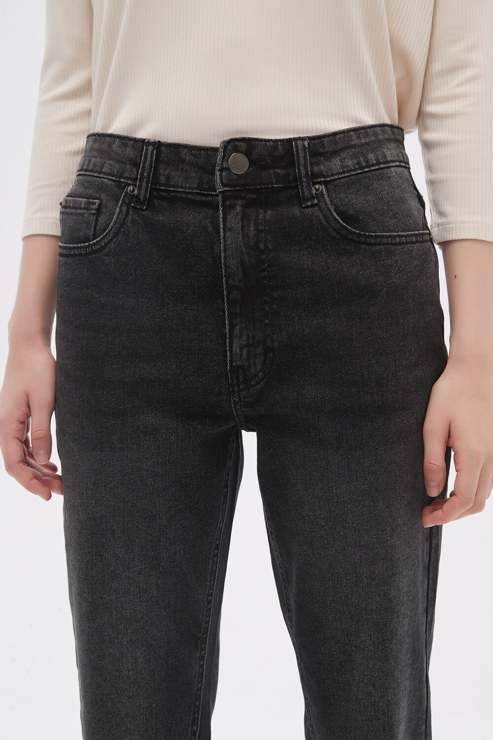 Pantalon Jeaniu Gris Oscuro
