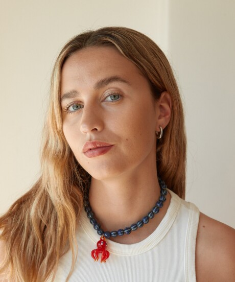 COLLAR PULPO (CERÁMICA Y VIDRIO) AZUL/ROJO