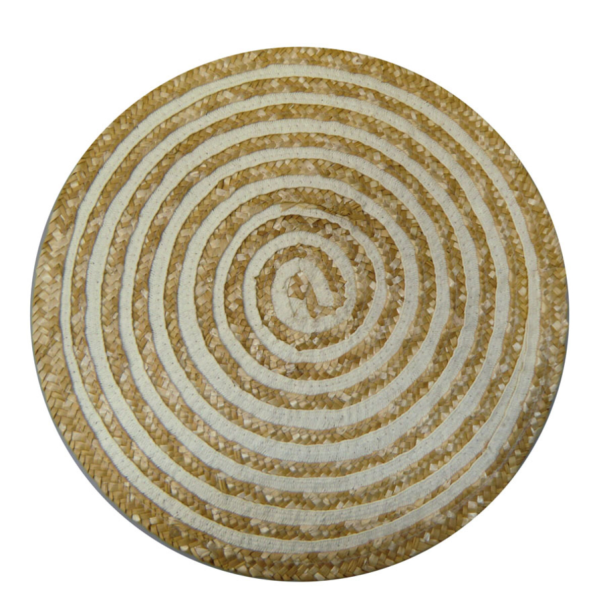 Individual Redondo de Mimbre 38 cm - MARRON-BLANCO 