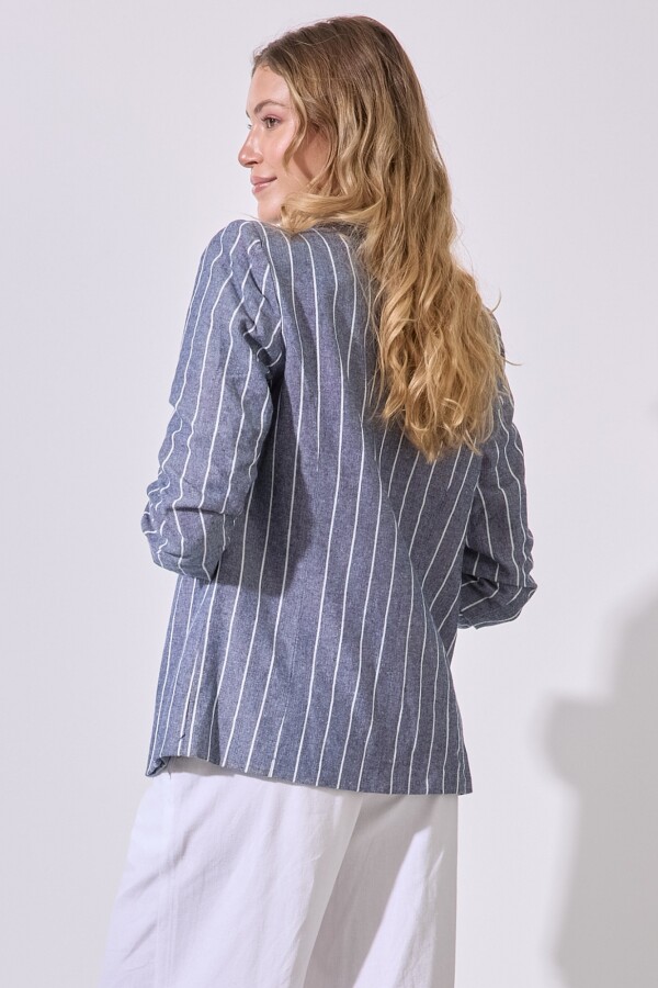 Blazer Lino Lineas AZUL/BLANCO