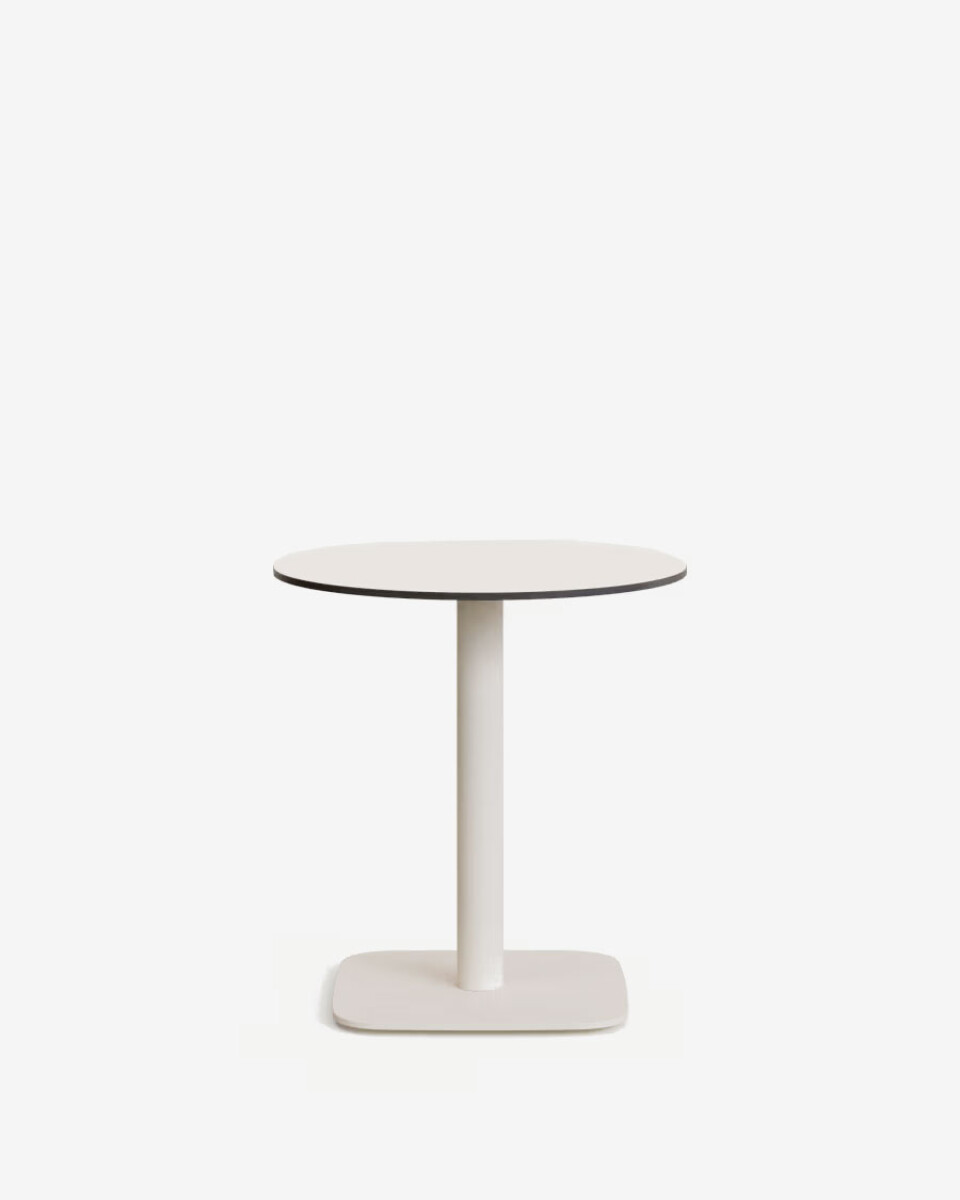 Mesa redonda de exterior Dina blanco con pie de metal con acabado pintado blanco Ø 68x70cm 