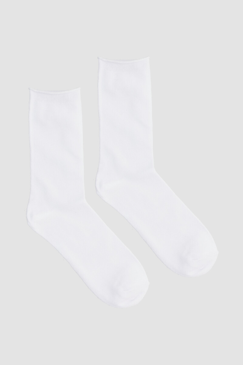 Medias de algodón lisa con sujecion suave en puño - Blanco 