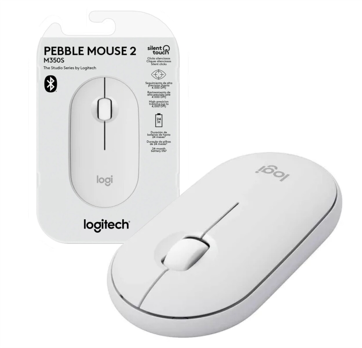 Mouse Logitech M350S Pebble 2 Bluetooth Blanco - 001 