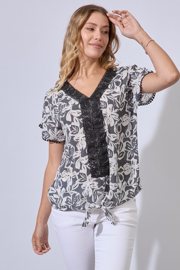 Blusa Broderie GRIS/MULTI