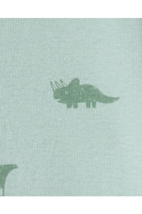 Pijama enterito de algodón con pie, verde, diseño dinos. Talles 12-24M Sin color