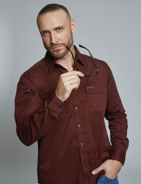 Camisa m/l lisa marron