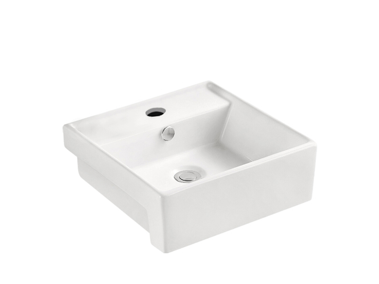 Bacha De Semi Encastre Sobreponer Blanca Porcelana 41X41X15 