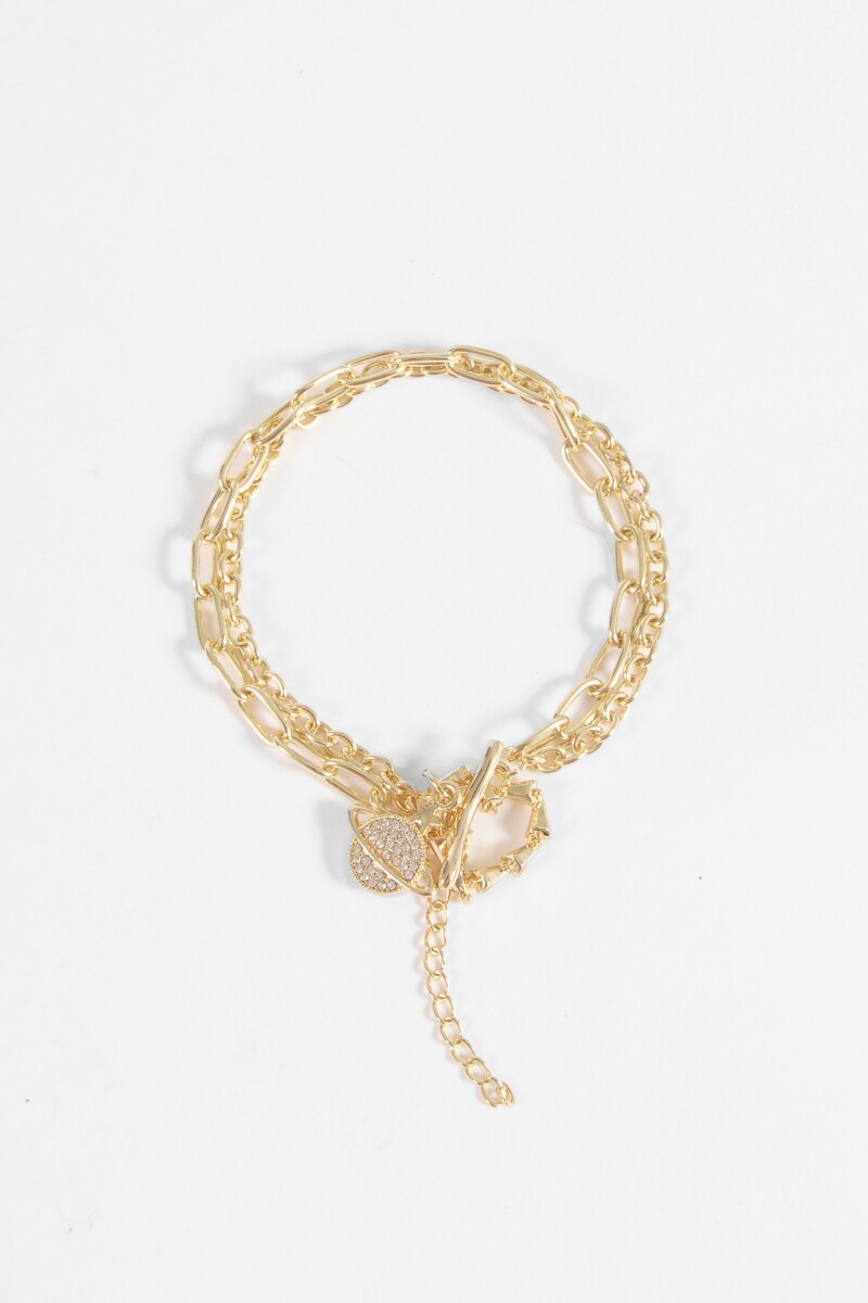 Pulsera acero saturno dorado