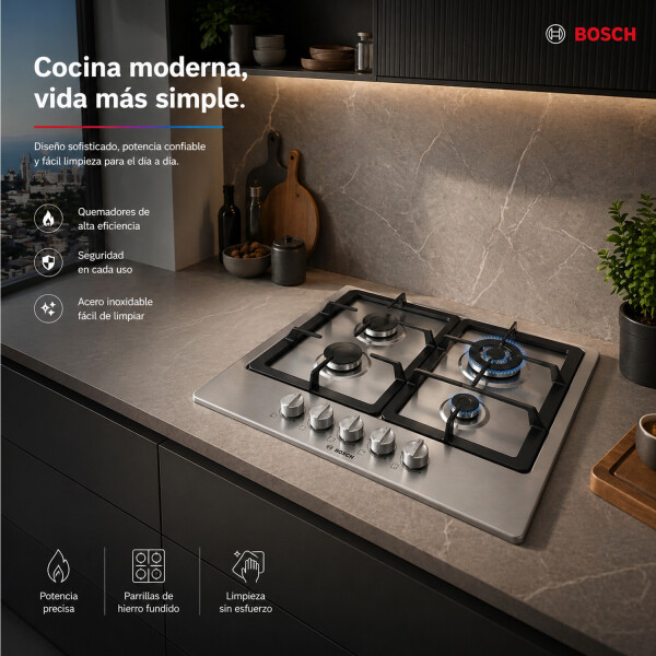 Anafe A Gas Bosch 60cm Pgh6b5b90 ANAFE A GAS BOSCH PGH6B5B90 60CM