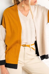 Cardigan Color Block Caramelo