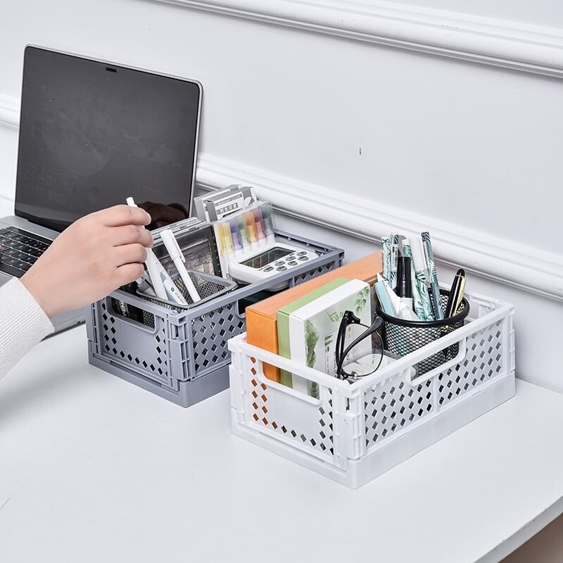 Caja de almacenamiento plegable mediano gris