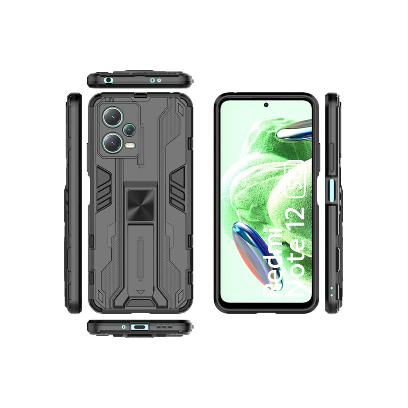 Protector rígido Xiaomi Redmi Note 12 5G con soporte color negro Protector Rígido Xiaomi Redmi Note 12 5g Con Soporte Color Negro