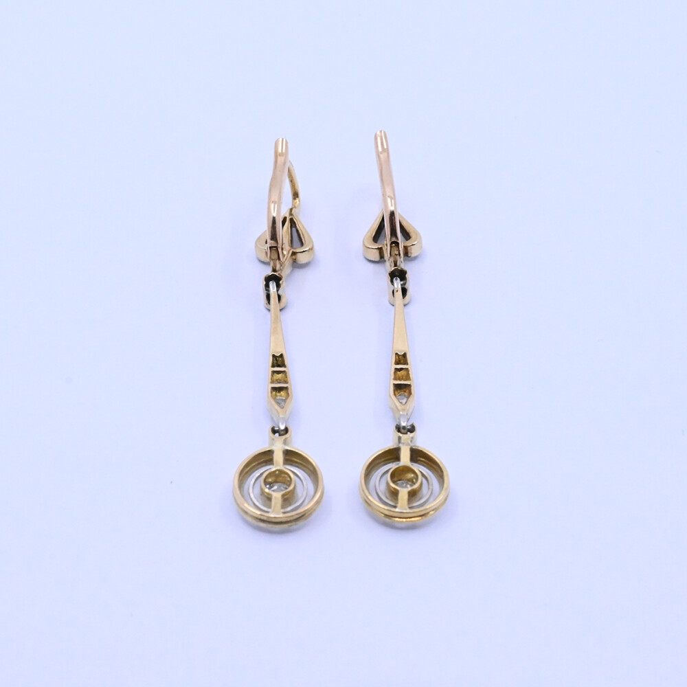Caravanas antiguas oro 18k con brillantes y diamantes. Caravanas antiguas oro 18k con brillantes y diamantes.