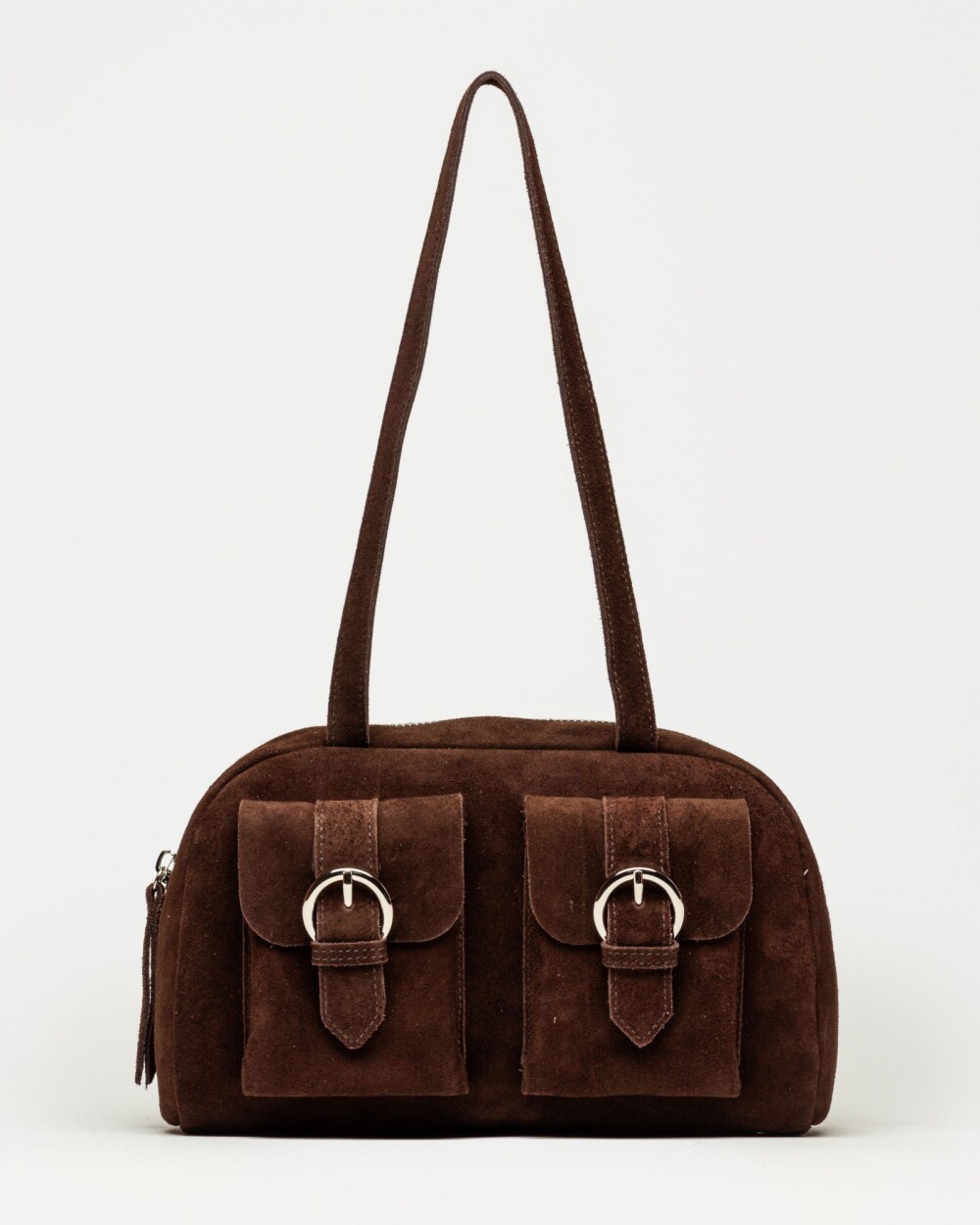 Bolso Indie en cuero gamuza Chocolate