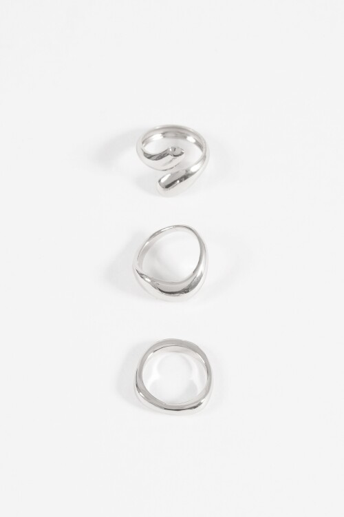 Set de anillos wavy plateado