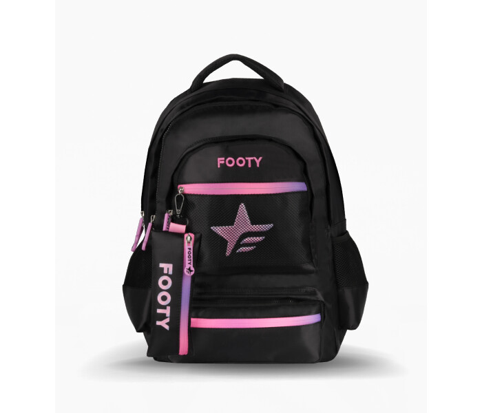 Mochila Estrella c/Cartuchera Negro/Rosa