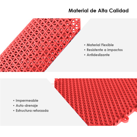 Set X16 Piso Modular Encastrable PVC Antideslizante Rojo