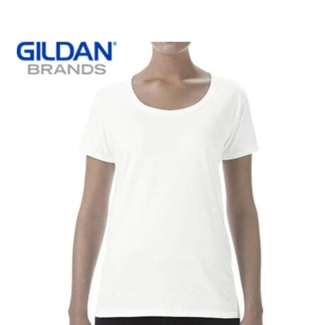 Camiseta Gildan Cuello Bote Dama Blanco