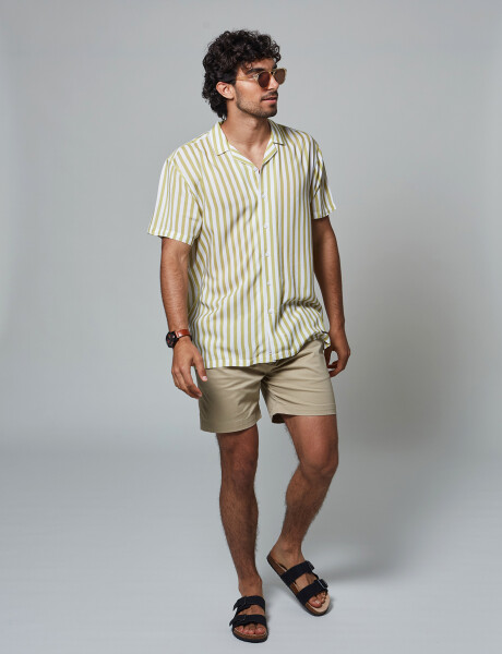 Camisa m/c rayada verde claro