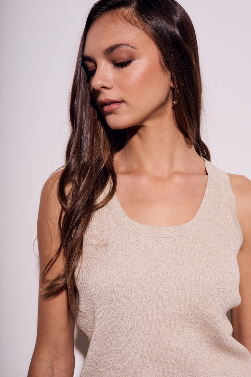 Top Lurex Beige Melange