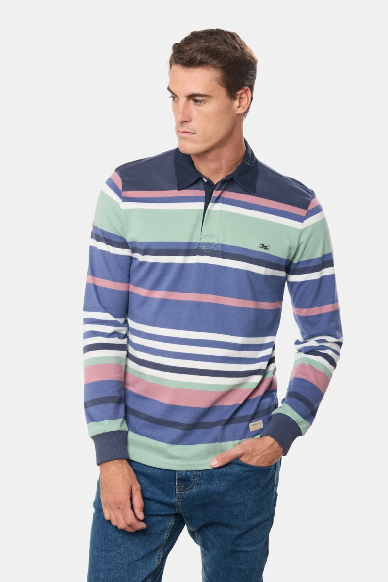 REMERA RAYADA - Azul 