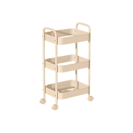 Carro organizador metálico de 3 niveles con ruedas Beige