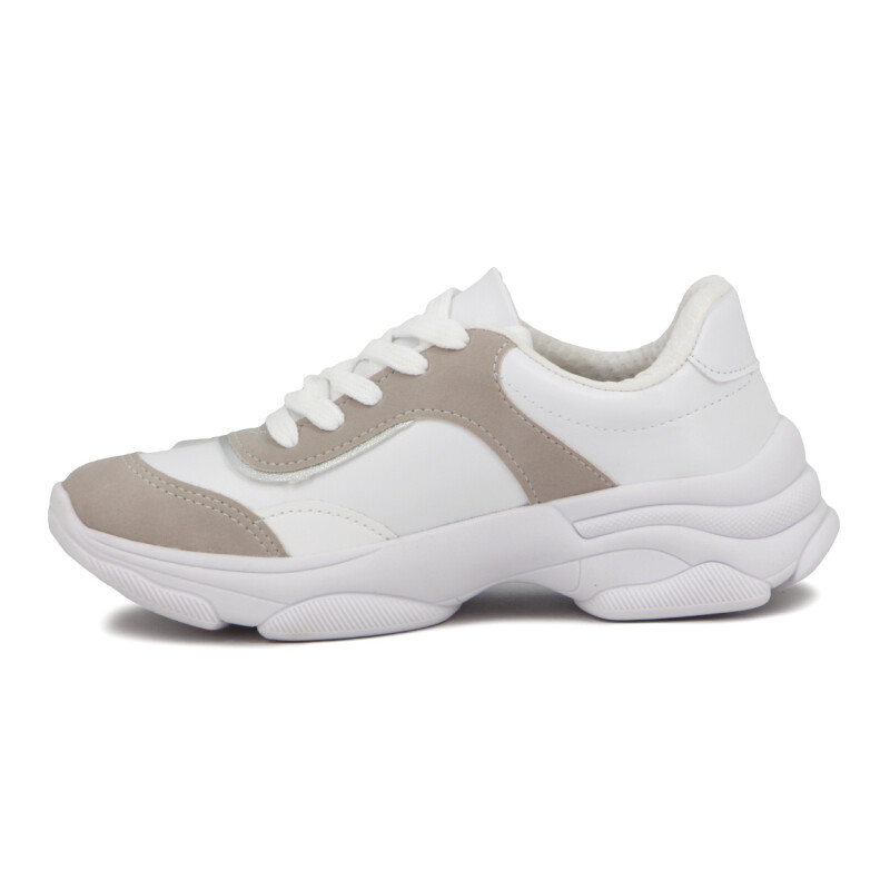 Championes Deportivos Casual Mujer Beira Rio Blanco-gris