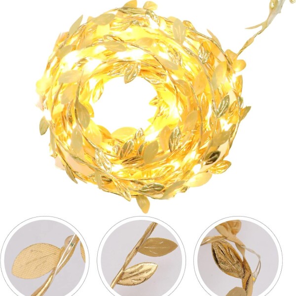 Guirnalda Guía Luces Led Hojas 5m Decoración Navidad Color Variante Dorado