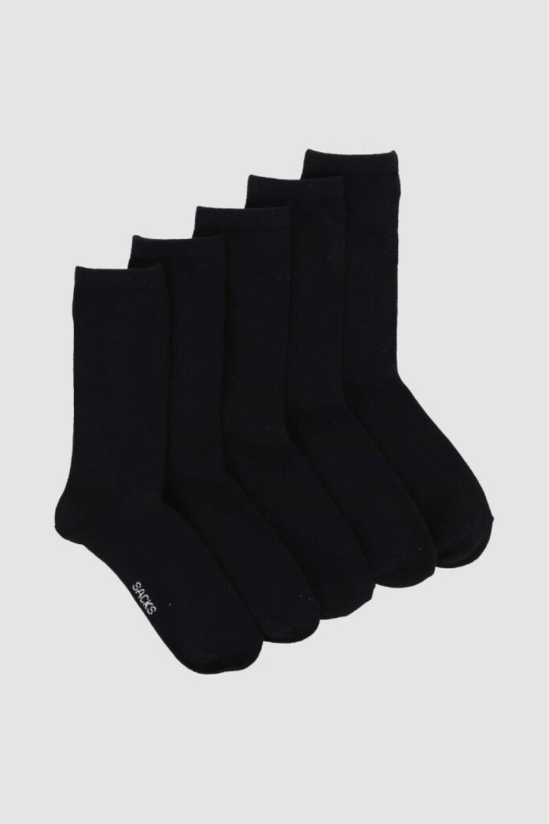 Packs de cinco medias lisas. de algodón. en varios colores s - Negro 