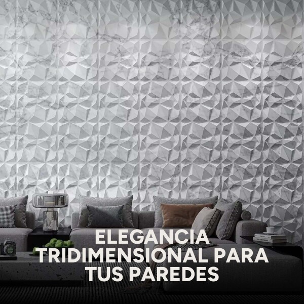 Revestimiento de Pared Panel 3D PVC 50x50cm Flor Simétrica Diseño Mármol Oscuro