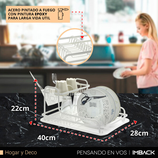 Escurridor Seca Platos Acero 2 Niveles Secador Con Bandeja Cocina Mesada Imback Color Blanco Escurridor Seca Platos Acero 2 Niveles Secador Con Bandeja Cocina Mesada Imback Color Blanco