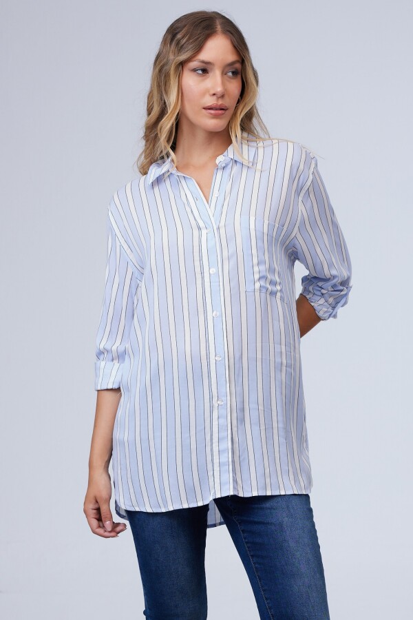 Camisa Lineas Oversize CELESTE/MULTI