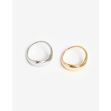 Sets Anillos Metal Combinacion Bicolor