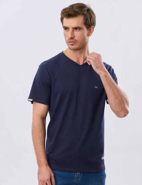 REMERA BÁSICA V DE ALGODÓN Azul