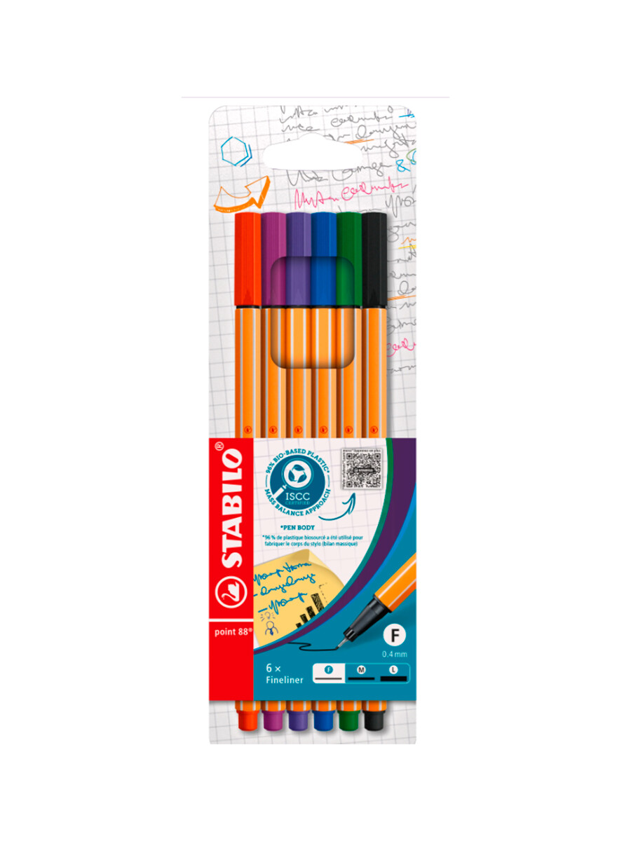 MARCADORES STABILO POINT 88 X6 - MULTICOLOR 