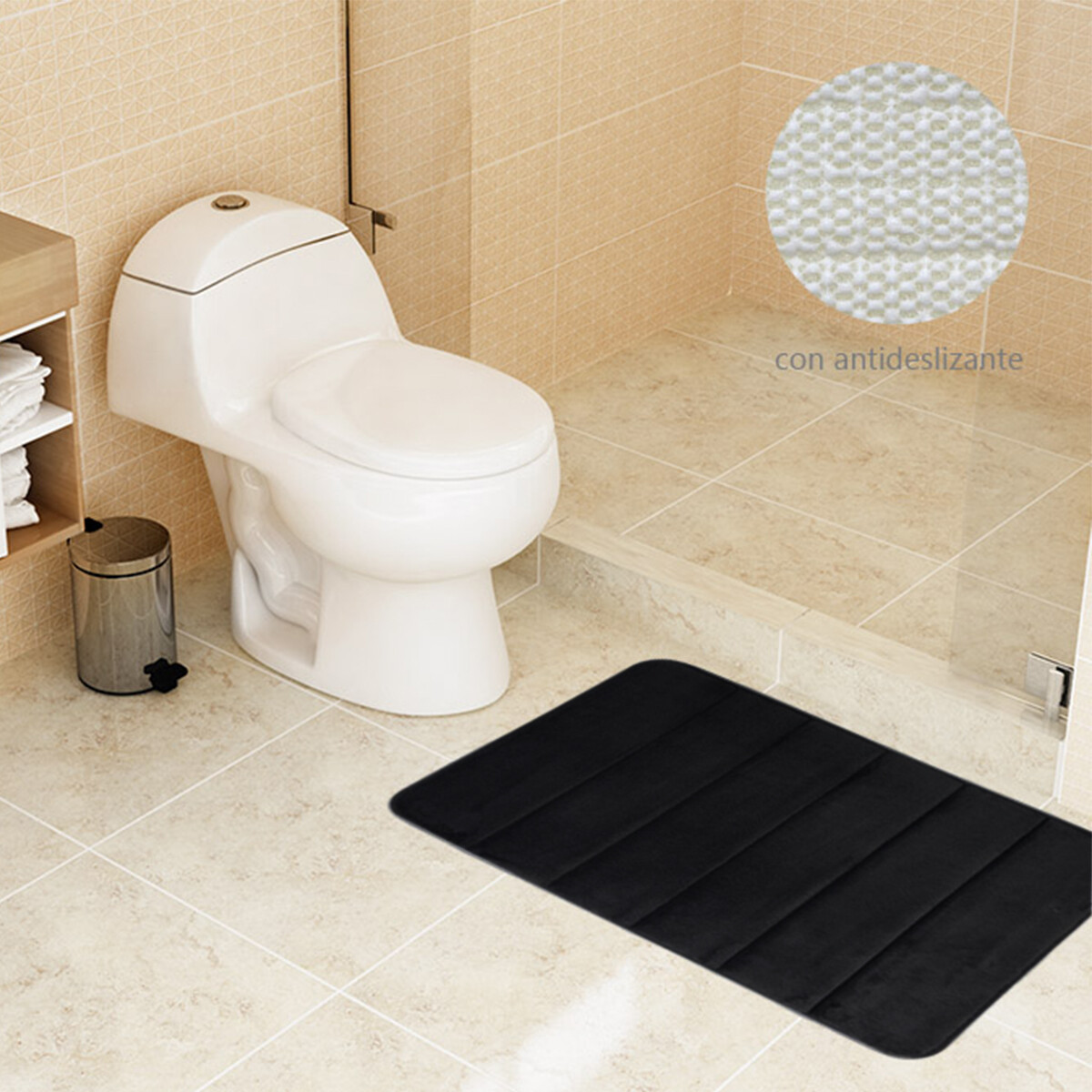 Alfombra Baño con Memoria Home Class Microfibra 43 x 61 cm - NEGRO 