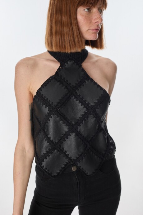 Top Leather Goth Negro