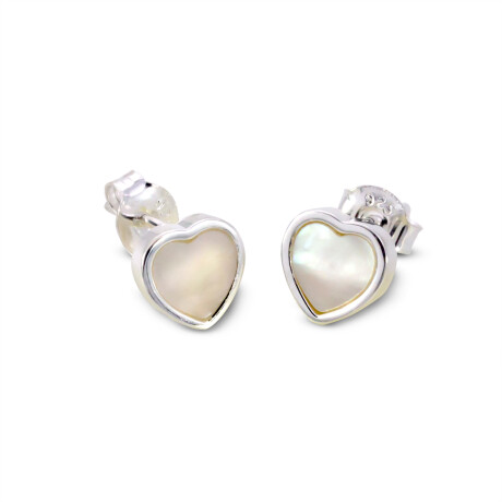 Par de caravanas de plata 925 con nácar, CORAZÓN. Par de caravanas de plata 925 con nácar, CORAZÓN.
