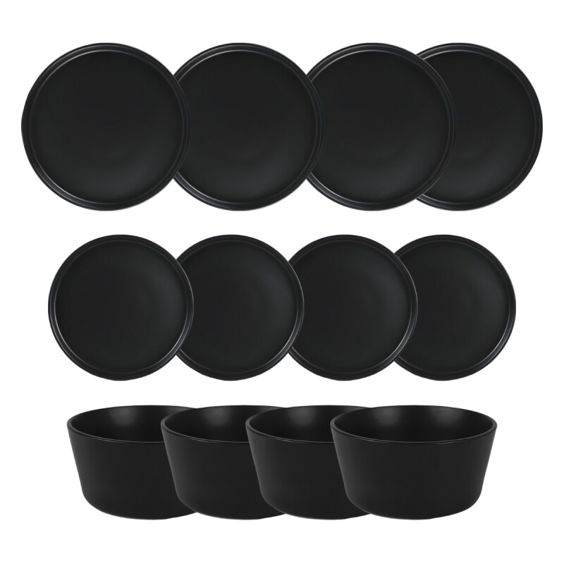 Set x 12 pzas 4 D20x2cm + 4 D26,5x2cm + 4 D15 NEGRO