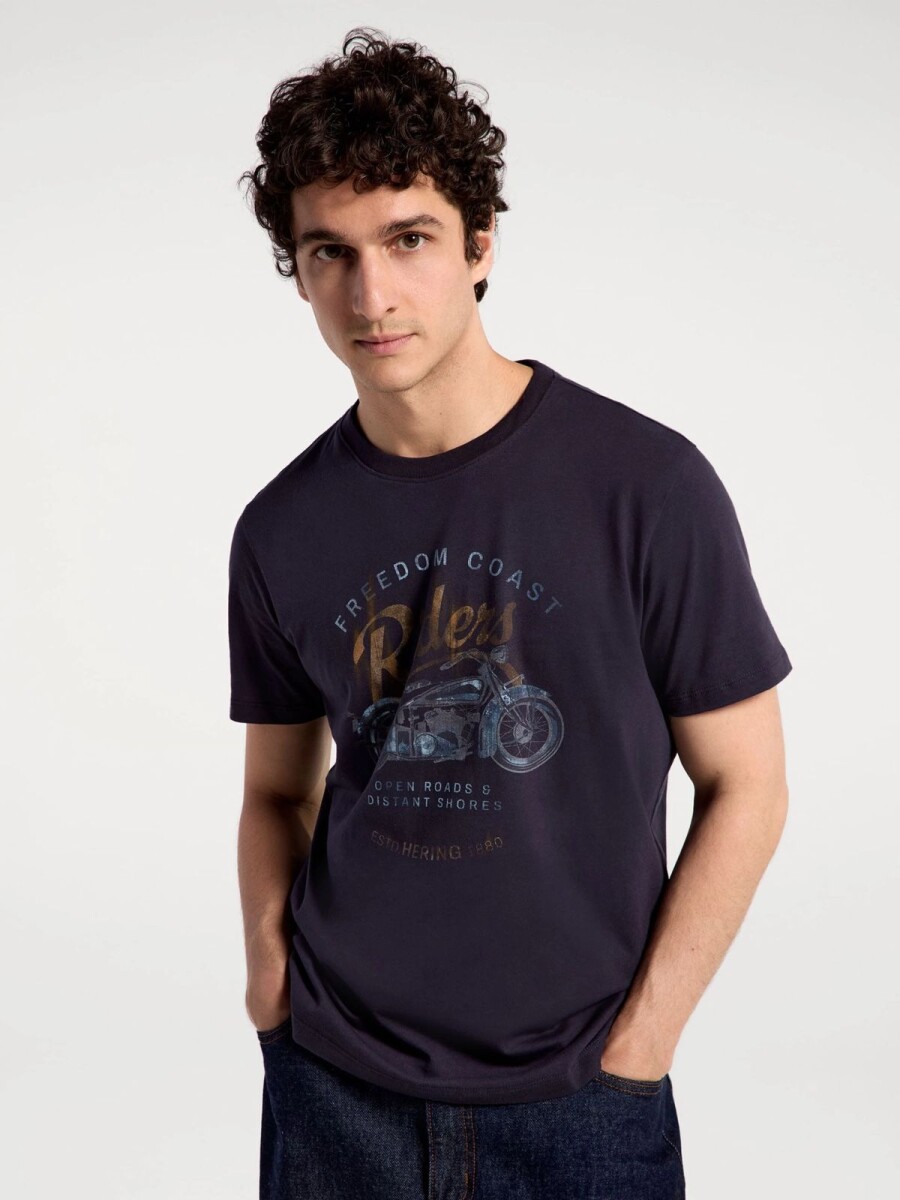 CAMISETA MANGA CORTA CON ESTAMPA - AZUL 