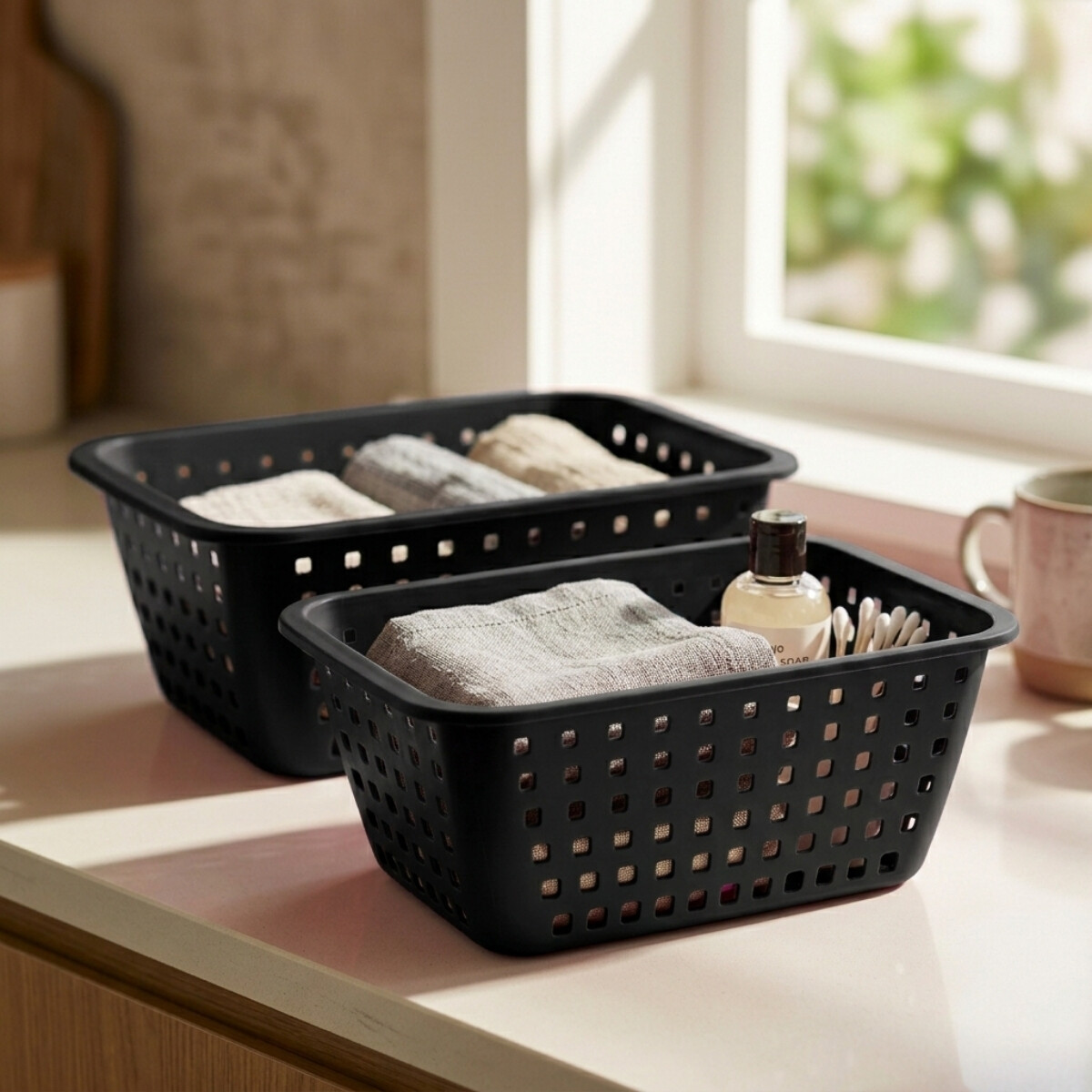 Set x2 Cestos extra grande 14 lts - NEGRO 