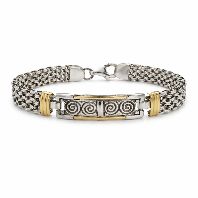 Pulsera Malla Tejida/ Espirales - Plata y oro - PU5165 sinpiedra