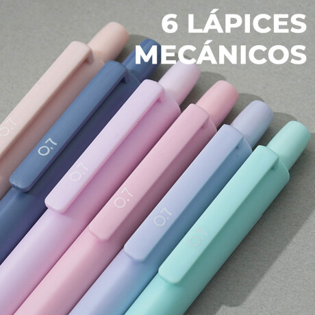 Set Lápiz Mecánico X6 + 4 Gomas + 90 Grafos Y Estuche Esc006001