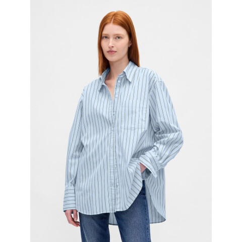 THE BIG SHIRT - POPLIN STRIPES LIGHT BLUE STRIPE